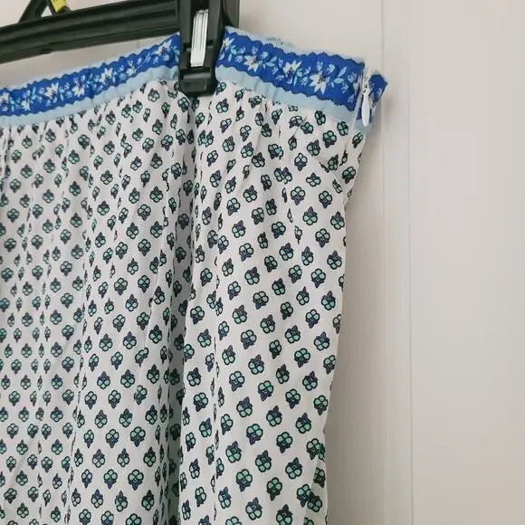 J. Crew Block Print Tiered Maxi Skirt Blue Boho Cotton Size XL - Picture 4 of 9